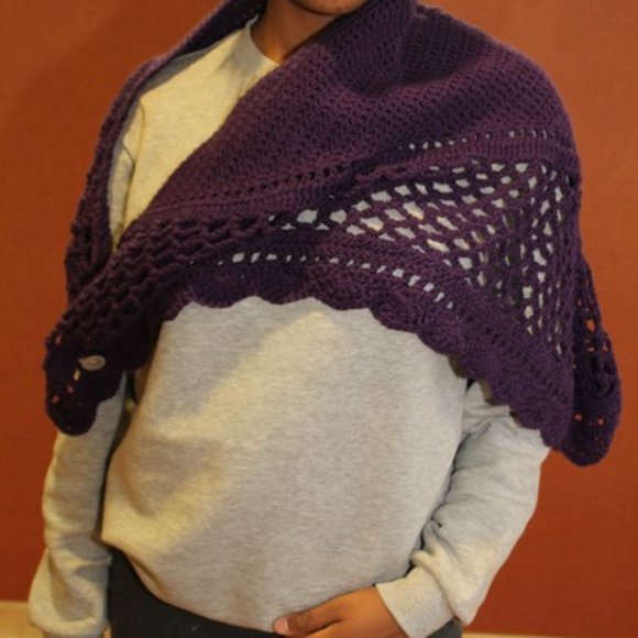 Handcrafted Aestlight-Style Shawl Scarf Wrap in Purple Paradise, NEW - Picture 7 of 9
